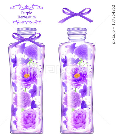 紫色の花のハーバリウム　背の高い瓶 137554852
