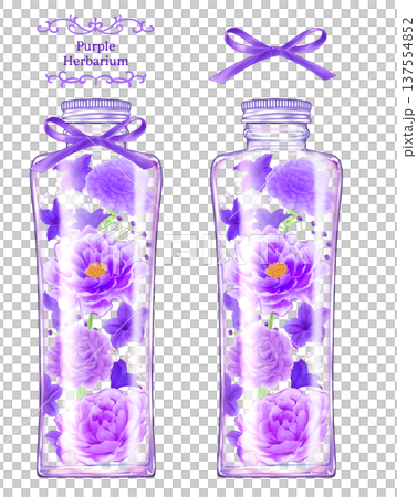 紫色の花のハーバリウム　背の高い瓶 137554852