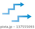 青グラデーション階段矢印 フローチャート手順アイコン 137555093