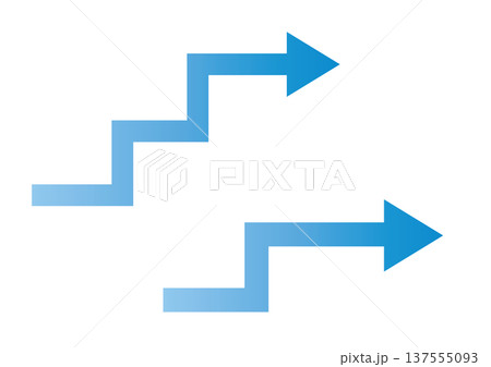 青グラデーション階段矢印 フローチャート手順アイコン 137555093
