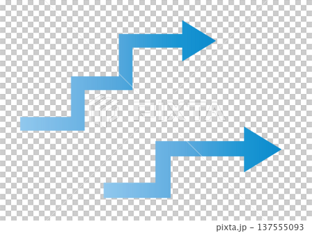 青グラデーション階段矢印 フローチャート手順アイコン 137555093