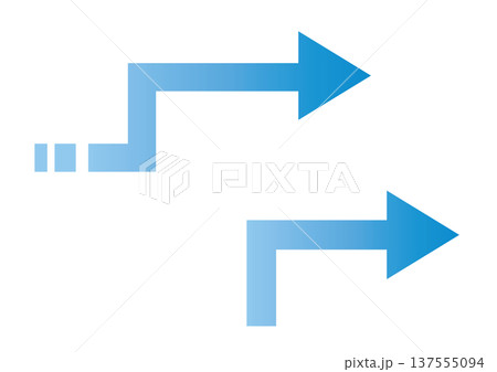 青グラデーションフローチャート矢印 ビジネス図解アイコン 137555094