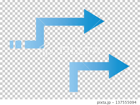 青グラデーションフローチャート矢印 ビジネス図解アイコン 137555094