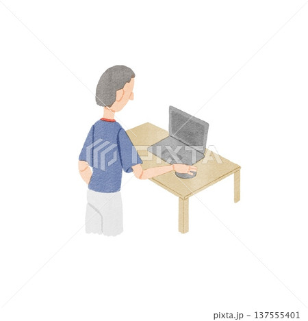 電子カルテを記入する女性のイラスト 137555401