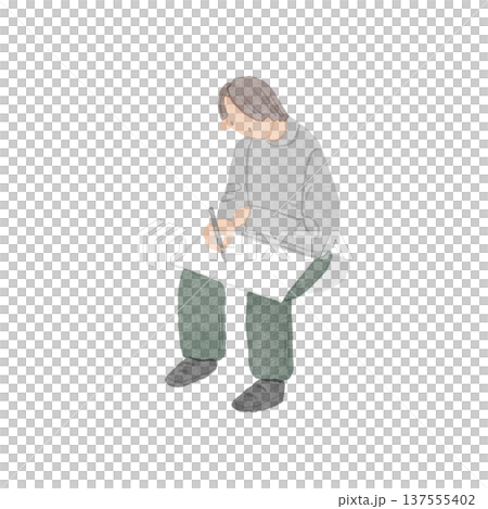 問診票に記入をする男性のイラスト 137555402