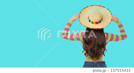 Woman in sombrero enjoys Cinco de Mayo fun 137555433