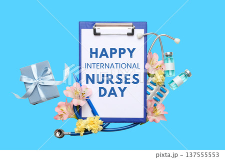 Nurses Day, Celebration of nurses with gifts and healthcare items Nurses Day, Celebration of nurses with gifts and healthcare items 137555553