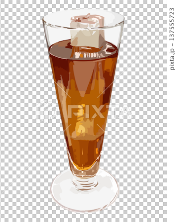 足つきシャンパングラスに入ったアイスティーのリアル調厚塗りイラスト 足つきシャンパングラスに入ったアイスティーのリアル調厚塗りイラスト 137555723