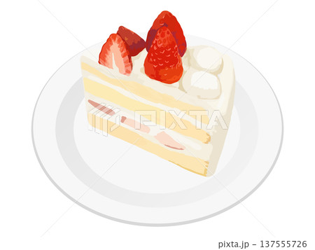 皿にのったいちごショートケーキ 137555726