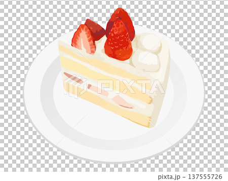 皿にのったいちごショートケーキ 137555726
