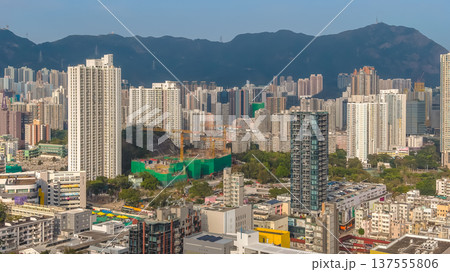 Kowloon City skyline with mountains under clear blue sky March 8 2026 Kowloon City skyline with mountains under clear blue sky March 8 2026 137555806