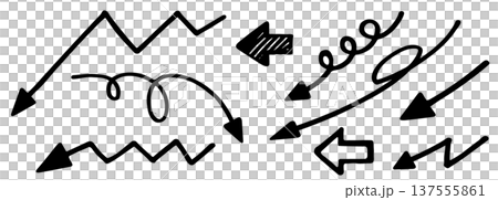 シンプル手描き矢印イラスト素材・黒 137555861
