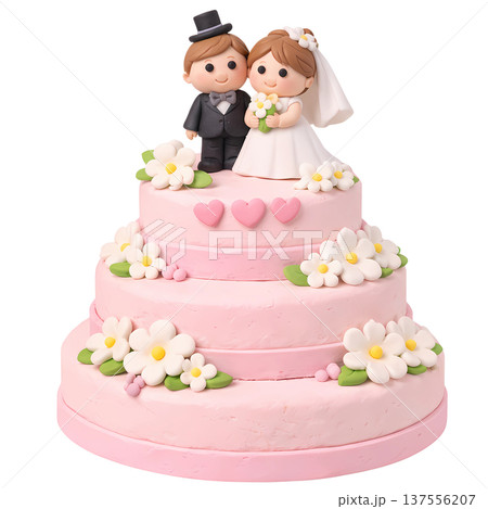 Wedding cake with groom and bride  137556207