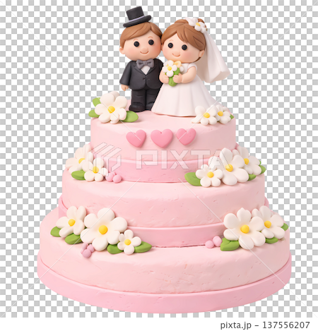 Wedding cake with groom and bride  137556207
