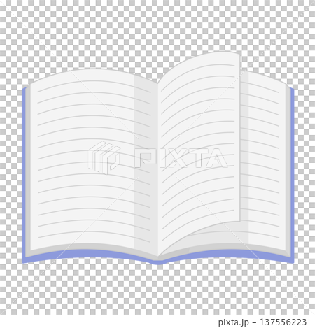 Simple illustration of a notebook with pages turned up, color, no lines Simple illustration of a notebook with pages turned up, color, no lines 137556223