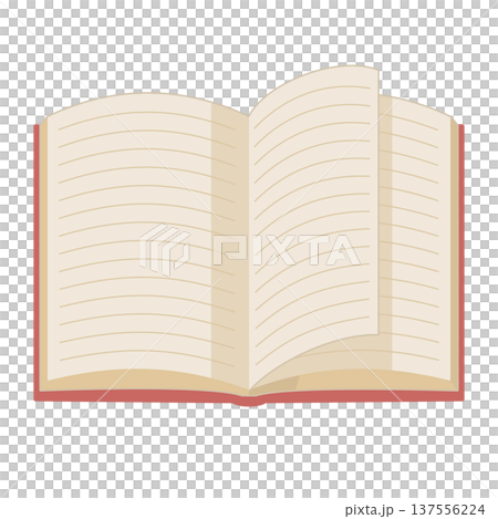 Simple illustration of a book with pages turned up, color, no lines 137556224