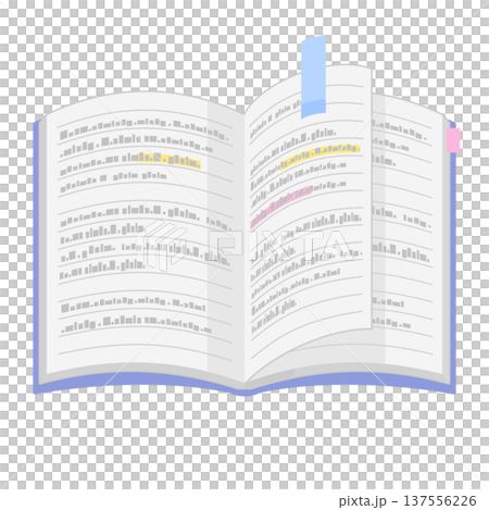 Simple illustration of a notebook with sticky notes and a turned-over page. Color. No lines. Simple illustration of a notebook with sticky notes and a turned-over page. Color. No lines. 137556226