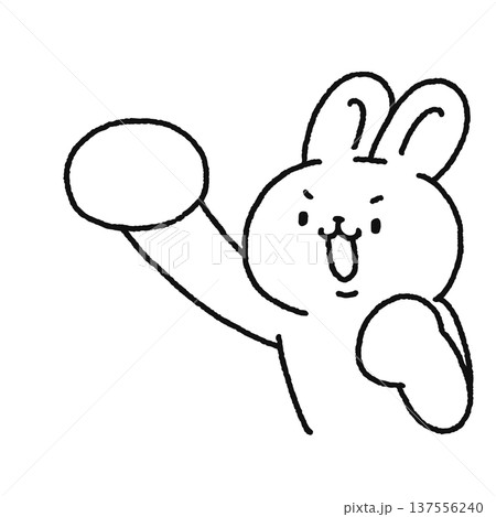パンチするウサギ　線画 137556240