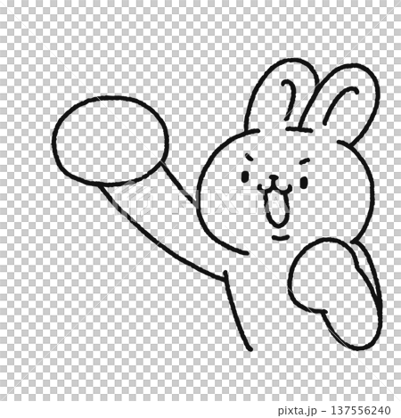 パンチするウサギ　線画 137556240