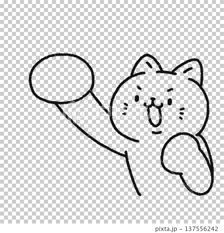 Punching cat line drawing 137556242