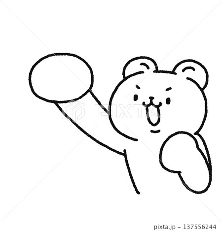 パンチするクマ　線画 137556244