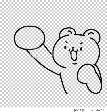 パンチするクマ　線画 137556244