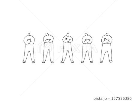 腕組みをする人物や首を傾げる人物のゆるい手描きイラストセット 腕組みをする人物や首を傾げる人物のゆるい手描きイラストセット 137556380