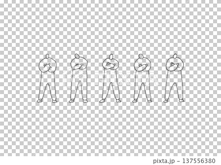 腕組みをする人物や首を傾げる人物のゆるい手描きイラストセット 腕組みをする人物や首を傾げる人物のゆるい手描きイラストセット 137556380