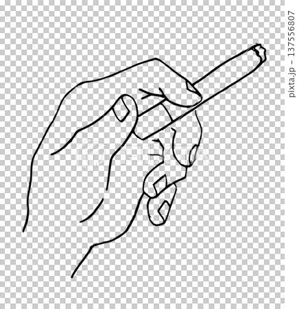 モノクロ線画　タバコ　喫煙者 137556807