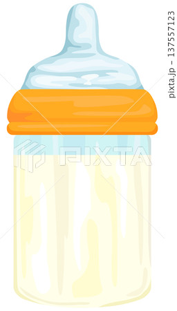 ミルクの入った哺乳瓶のイラスト ベクター素材 137557123
