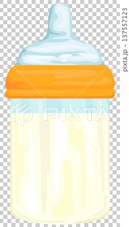 ミルクの入った哺乳瓶のイラスト ベクター素材 137557123