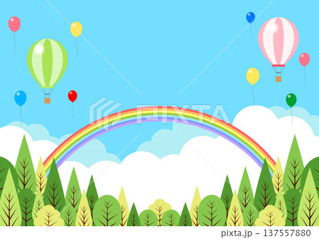 山のレジャー背景、かわいい、シンプル、イラスト、横 137557880