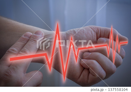 Checking Pulse On Wrist With Fingers Checking Pulse On Wrist With Fingers 137558104