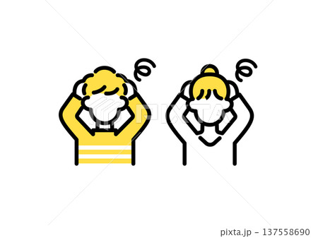 悩んだ高校生の男女のイラスト 悩んだ高校生の男女のイラスト 137558690