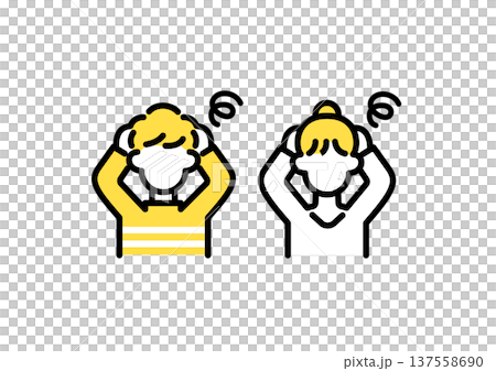 悩んだ高校生の男女のイラスト 悩んだ高校生の男女のイラスト 137558690