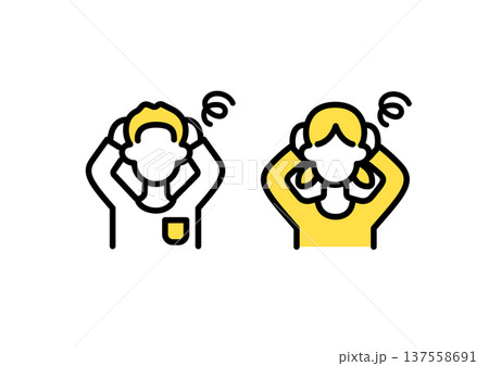 悩んだ中学生の男女のイラスト 137558691