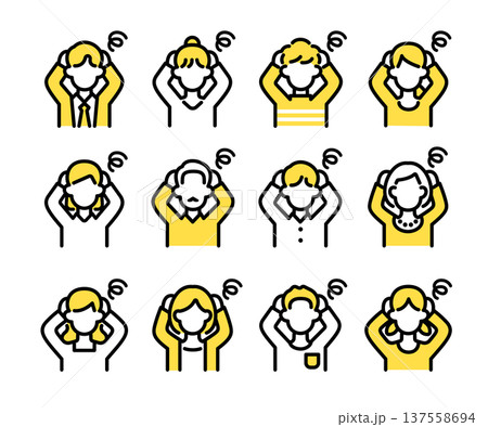 悩んだ人物アイコンセット 137558694