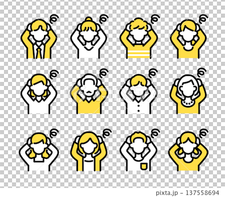 悩んだ人物アイコンセット 137558694