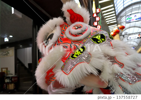 獅子舞　南京町の春節祭　獅子舞彩青「祝儀とリ」 137558727