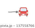 赤いEV車と充電プラグのシンプルなイラスト 137558766