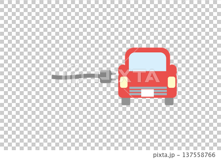 赤いEV車と充電プラグのシンプルなイラスト 137558766