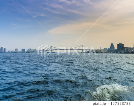 東京・隅田川下流とレインボーブリッジ / Sumida River, Tokyo, Japan 東京・隅田川下流とレインボーブリッジ / Sumida River, Tokyo, Japan 137558788