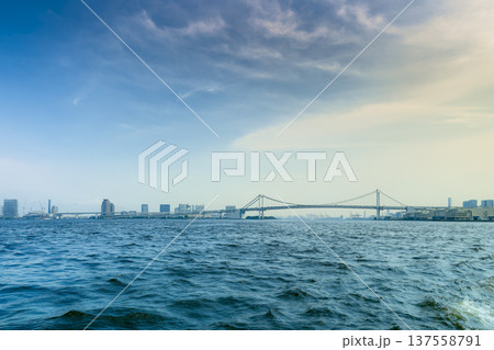 東京・隅田川下流とレインボーブリッジ / Sumida River, Tokyo, Japan 東京・隅田川下流とレインボーブリッジ / Sumida River, Tokyo, Japan 137558791