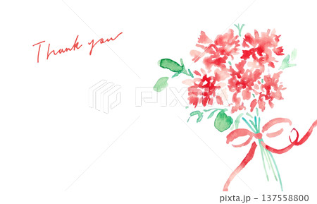 水彩画。水彩タッチのカーネーションベクターイラスト。母の日のカーネーション背景フレーム 137558800