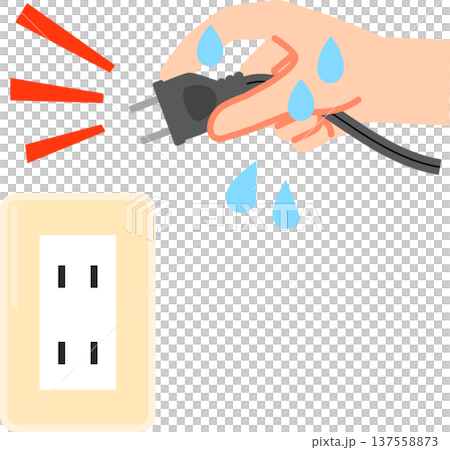 用濕手握住插頭 用濕手握住插頭 137558873
