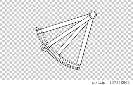 Line drawing illustration of a sextant Line drawing illustration of a sextant 137558966
