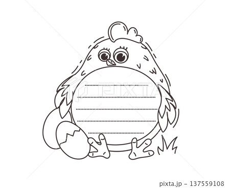 Kids memo note with cartoon funny chicken chick frame for message sticker, vector adhesive post. Cute chicken chick with eggs for kids memo note or adhesive post and daily memo with birds or animals Kids memo note with cartoon funny chicken chick frame for message sticker, vector adhesive post. Cute chicken chick with eggs for kids memo note or adhesive post and daily memo with birds or animals 137559108