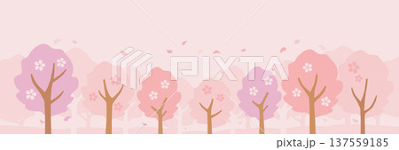 桃色の桜並木のバナー背景 桃色の桜並木のバナー背景 137559185