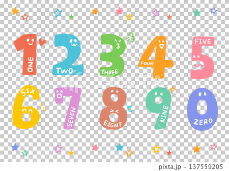 Colorful and cute number illustrations 137559205
