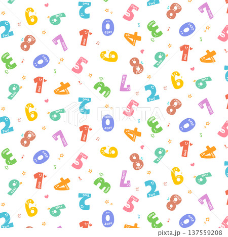 カラフルなかわいい数字のイラストの模様 137559208